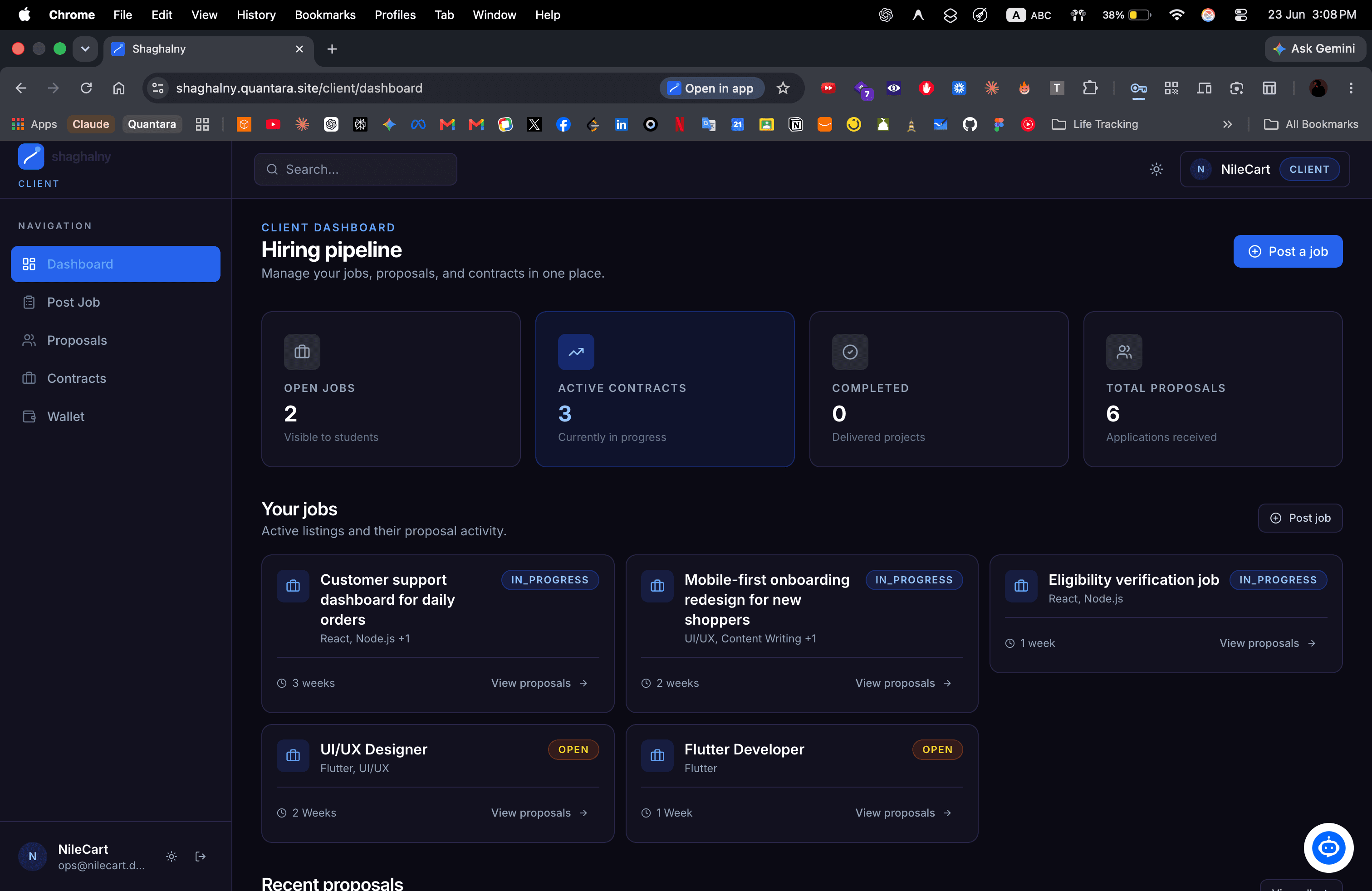 Shaghalny client hiring pipeline dashboard